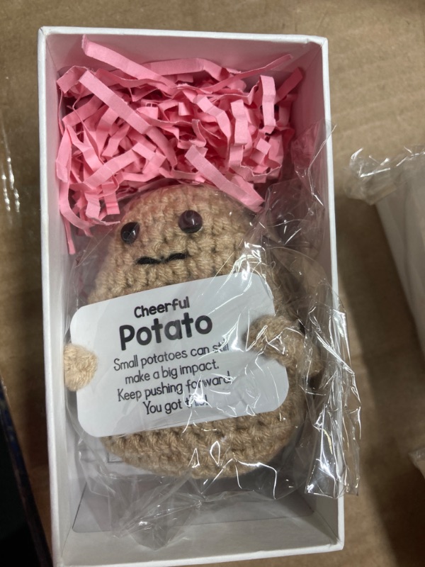 Photo 3 of ***(SERT OF 4 various) *** MBL Small Cute Crochet Potato – Handmade Emotional Uplifting Support Cheer Up Potatoes with Positive Card for Women/Families/Friends, Funny Potato Knitted Doll Gifts for Birthday, Christmas