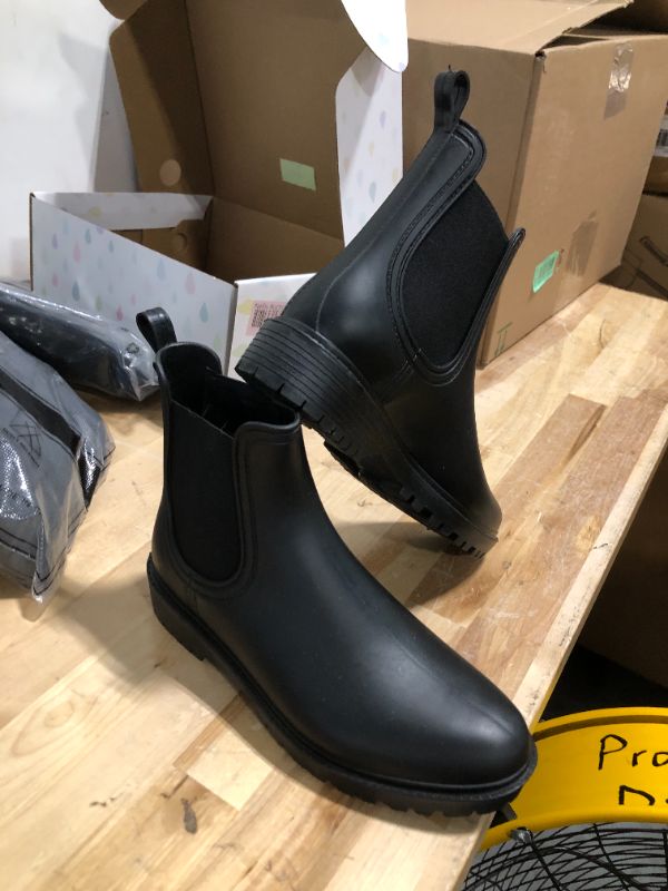 Photo 4 of PTEROMY Ankle Rain Boots for Women, Anti-Slipping RainBoots, Chelsea Boots with Comfortable Insoles, Waterproof Shoes for Camping, Gardening and Yard Work 9 Black