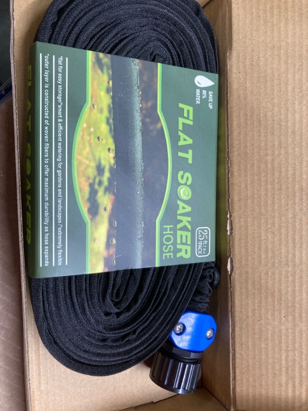 Photo 3 of ***2 COUNT*** Flat Soaker Hose, 25Ft 1/2" Linkable Consistent Drip Irrigation Hose, Heavy Duty Drip Irrigation Hose Save 80% Water, Leakproof Kink Free Vegetable Garden Hose, Double Layer Sprinkler Hose 25 FT