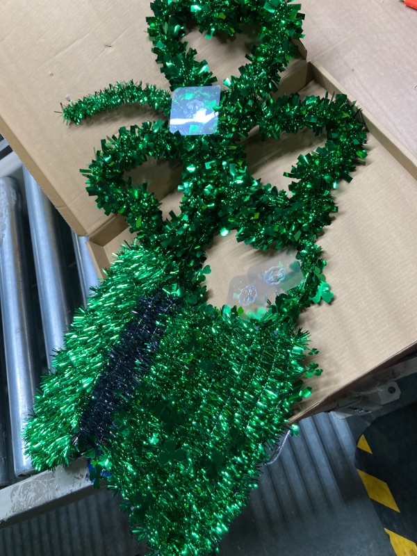 Photo 1 of ***SET OF 2*** St.Patrick's Day Decorations Lights Prelit 3Pack Tinsel Shamrocks St.Patrick's Day Wreath String Lights 20 Led Battery Operated Leprechaun Hat Wire Garland Irish St.Patrick Decor Indoor Home Outdoor Shamrock Wreath