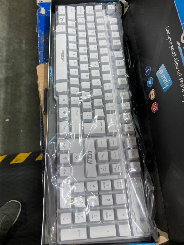Photo 1 of Orzly White Gaming Keyboard RGB USB Wired Rainbow Keyboard Designed for PC Gamers