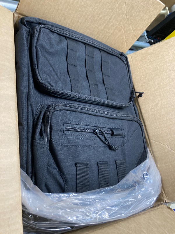 Photo 3 of 36 inch Double Long Gun Bag Nylon 1000D Soft Case Backpack Rifle Shotgun Pistol Transportation for Hunting Shooting Range, Firearm Transportation with Lockable Zipper and Molle System black