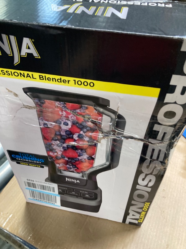 Photo 1 of ***DAMAGE BOX*** Ninja BL610 Professional 72 Oz Countertop Blender with 1000-Watt Base and Total Crushing Technology for Smoothies, Ice and Frozen Fruit, Black, 9.5 in L x 7.5 in W x 17 in H with 25 Chef-inspired Recipes
