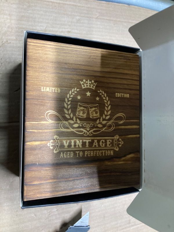 Photo 2 of 2024 Retirement Gifts for Men,2024 The Legend Has Retired-Whiskey Glass Set in Gift Box,Happy Retirement Gifts for Him,Dad,Friends- Happy Retire Anniversary Card&Wood Box & Whiskey Stones & Coaster Whiskey Glass Box 2024