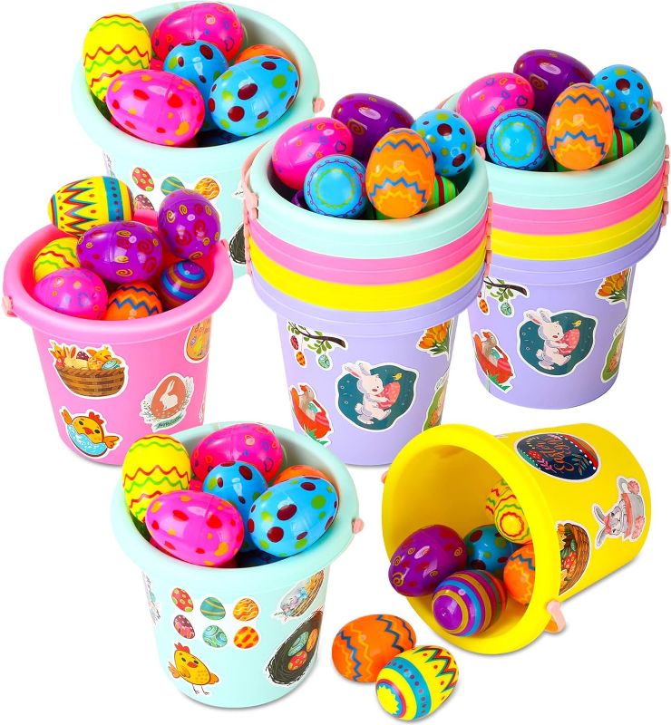 Photo 1 of ***DAMAGE BOX*** Yilloog 24 Pack Plastic Easter Basket with Handles Bulk Easter Egg Buckets Bunny Baskets Empty Easter Pails Gift Baskets Easter Egg Hunt Basket for Kids Easter Goodies Theme Party Favor Decorations
