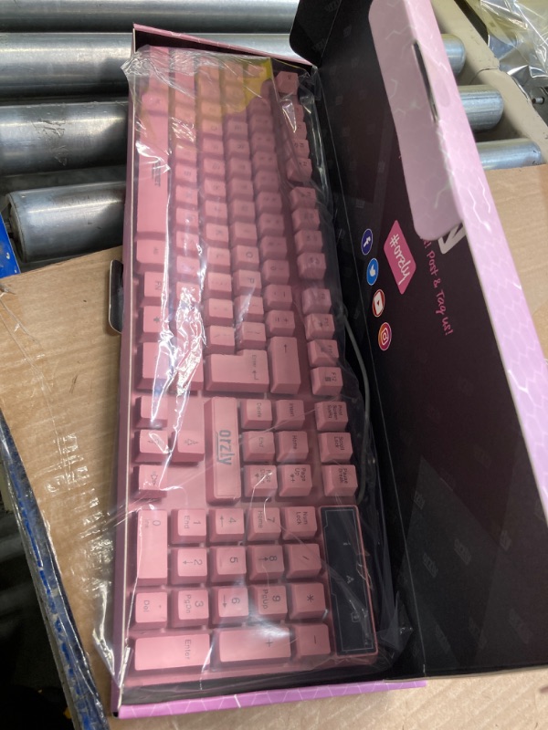 Photo 2 of Orzly Pink Gaming Keyboard RGB USB Wired Rainbow Keyboard Designed for PC Gamers, PS4, PS5, Laptop, Xbox, Nintendo Switch, RX-250 Hornet Edition