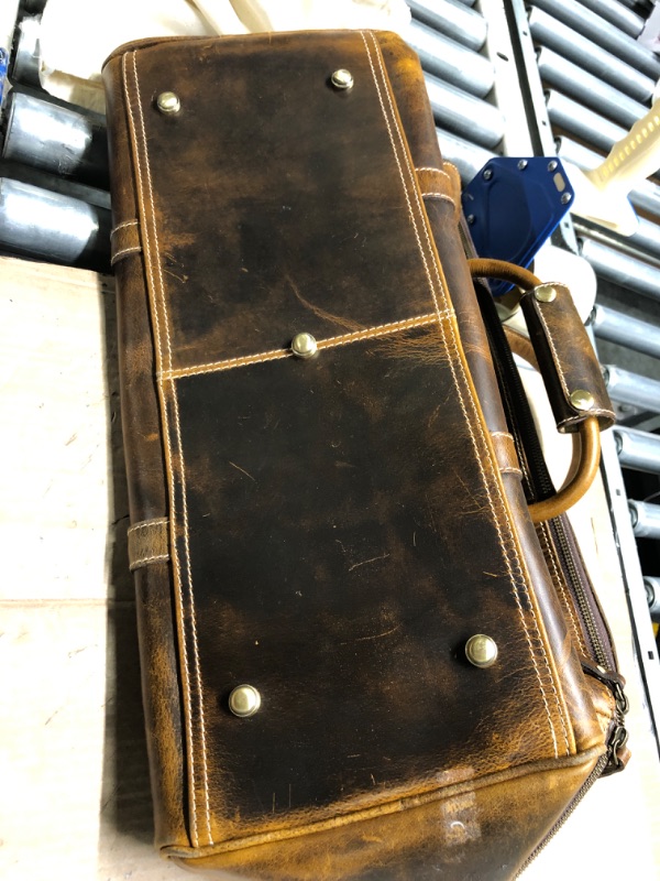 Photo 1 of Handmade Leather Travel Duffel Bag - Airplane Underseat Carry On Bags by Rustic Town Brown