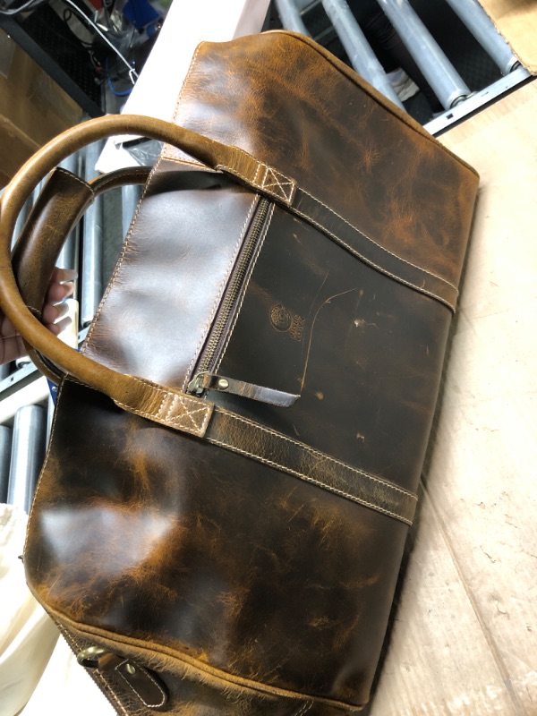 Photo 1 of Handmade Leather Travel Duffel Bag - Airplane Underseat Carry On Bags by Rustic Town Brown