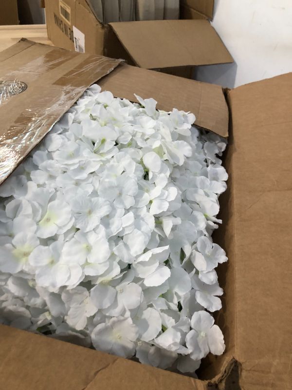 Photo 4 of 10 Pack Flower Wall Panels 16 x 24 inch White Floral Mat 3D Fake Hydrangea Wall Decorative Faux Flower Wall Mat Silk Faux Flower Backdrop for Photo Background Home Wedding Party White 20Pack ****USED*** 