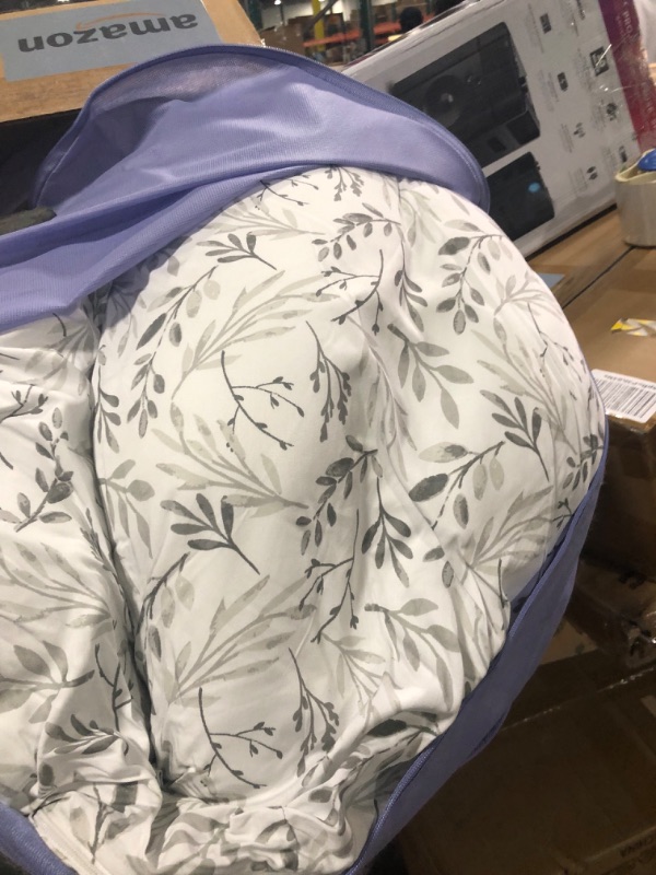 Photo 1 of Boppy Total Body Pregnancy Pillow with Easy-on Removable Pillow Cover in Gray Scattered Leaves for Full-body Support, Body Pillow for Pregnancy and Postpartum Positioning