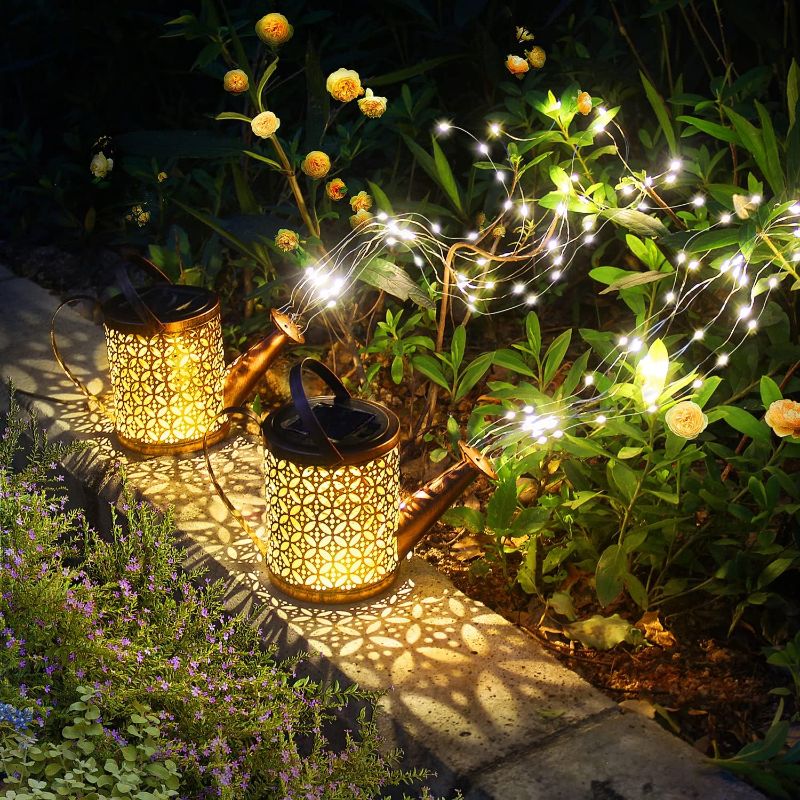 Photo 1 of 2 Pack Solar Watering Can with Lights,Solar Lanterns Outdoor  Waterproof Garden Decor,Solar Lights Outdoor Garden Decorative,Retro Metal Solar Garden Lights Yard Decorations for Lawn Path Patio