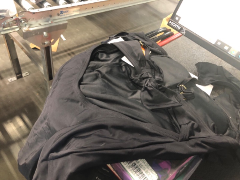 Photo 1 of Charmo Womens Ruffle One Piece Bathing Suit Ruched Tummy Control Swimsuit Backless Monokini Swimwear Black Small