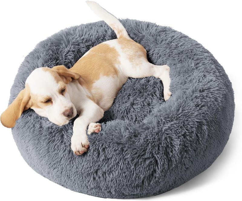 Photo 1 of 
Bedsure Calming Dog Bed for Small Dogs - Donut Washable Small Pet Bed, 23 inches Anti-Slip Round Fluffy Plush Faux Fur Large Cat Bed, Fits up to 25 lbs Pets.