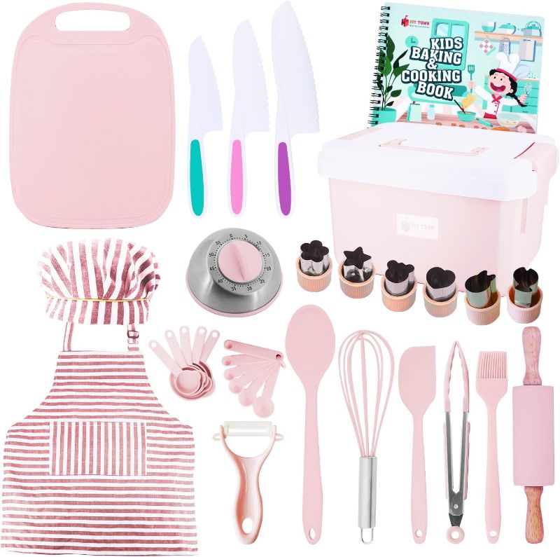 Photo 1 of 
JoyTown Kids Cooking and Baking Set with Storage Case –Complete Cooking Supplies for The Junior Chef with Cookbook, Knives, Timer, Kids Baking Kit for Girls...
