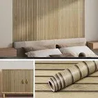 Photo 1 of 15.8X394 Wood Slats Peel and Stick Wallpaper Removable Natural Wood Contact Paper for Walls Self Adhesive Vinyl Wall Paper Roll Decorative Pole Wrap Wood Roll Basement Kitchen Island