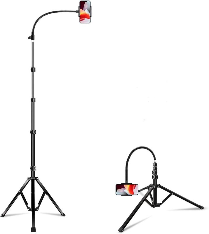 Photo 1 of 7.5 Feet Tall Phone Tripod, Tripod for iPhone with Remote, Adjustable Gooseneck Tripod, Heavy Duty Stable Tripod for Recording Vlog Photo, Cell Phone Tripod Stand for iPhone 15 14 13 Pro Max 12