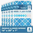 Photo 1 of 16x25x1 Air Filter (6-PACK) | MERV 8 | MOAJ Advanced Dust Defense | BASED IN USA | Quality Pleated Replacement Air Filters for AC & Furnace Applications | 