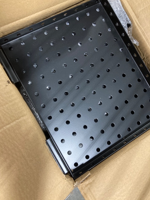 Photo 1 of 2 Pcs Slatwall Perforated Shelf Metal Slat Wall Shelves Hanging Slatwall Accessories Rectangular Display Shelves for Slat Wall Home Shoe Stores Retail Boutiques Supplies (Black,10 x 12 Inch) Black 10 x 12 Inch