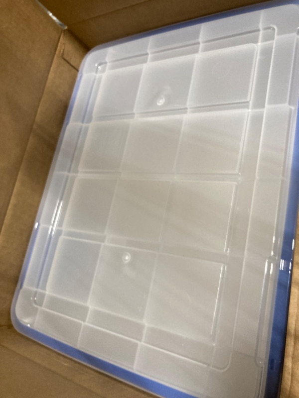 Photo 3 of ***2 covers loose***26 Qt. WEATHERTIGHT Multi-Purpose Storage Box in Clear with Blue Buckles (3-Pack)