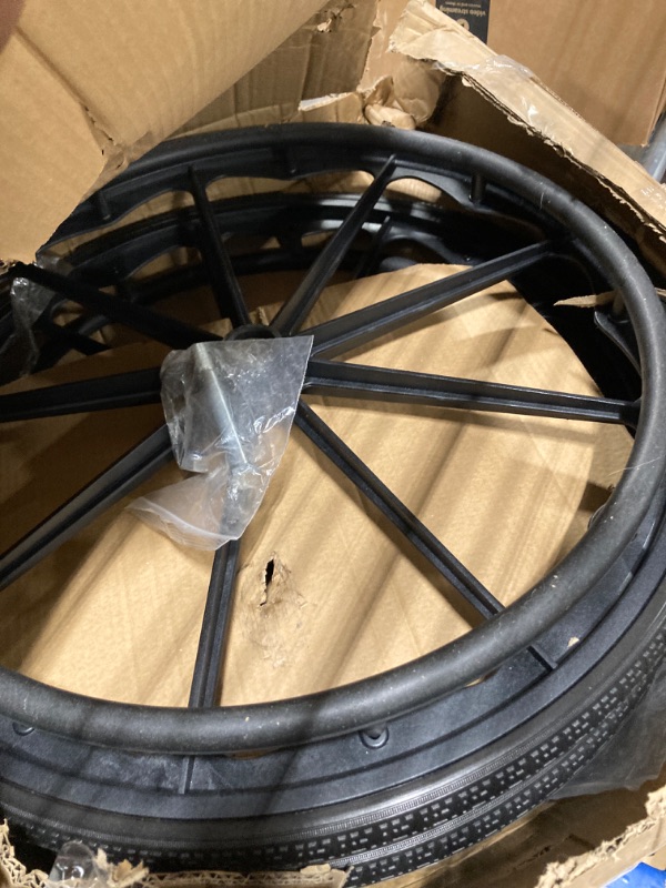 Photo 3 of 24inch Wheelchair Wheel Replacement, Specification: 24 x 1 3/8, Wheelchair Rear Wheel Accessories, Non-Inflatable Solid Tire, Nylon Hub, Black Bearing: 12mm (Size : 24inch/60cm(2 Counts))