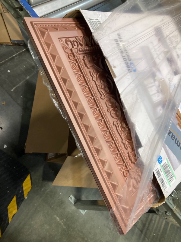 Photo 1 of Art3d Drop Ceiling Tiles, Glue up Ceiling Tiles, 2'x2' Plastic Sheet in Copper (12-Pack, 48 Sq.ft) 24"x24" Copper 12