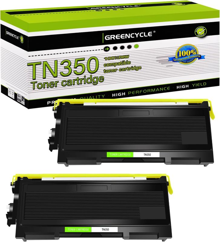 Photo 1 of greencycle 2 Pack TN350 TN-350 Black Toner Cartridge Compatible for Brother HL-2070N HL-2040 MFC-7420 MFC-7820n intellifax-2820 Intellifax-2920 DCP-7020 MFC-7220 Laser Printers
