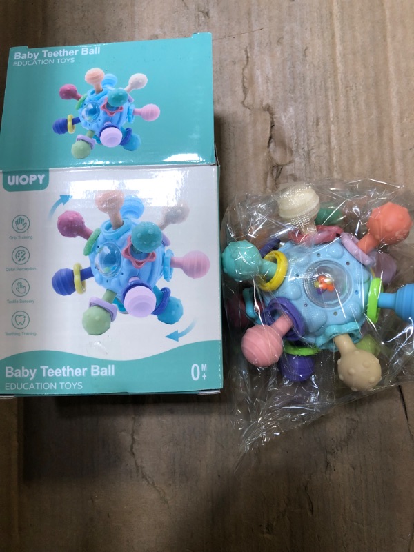 Photo 2 of Baby Teething Toys Infant Rattle: Baby Teether for Boys 0-6 Months - Chew Toys for Nerborn Blue 2 pc 