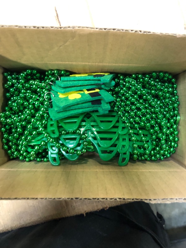 Photo 3 of 18 Pcs St Patricks Day Accessories Party Favors Set Decorations for Women Man Kids 6 Shamrock Glasses 6 Shamrock Necklaces for St. Patrick Irish Green Party Supplies Decor Accessories Dressing up