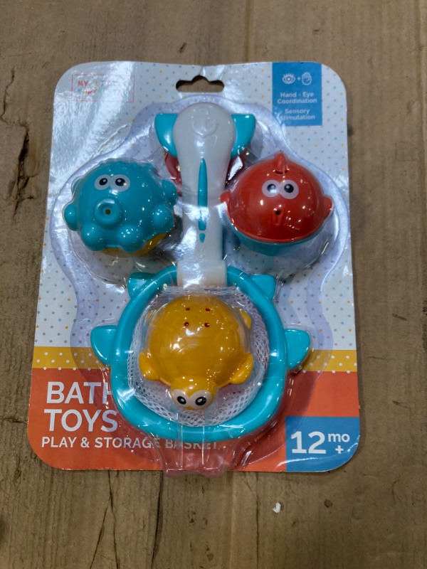 Photo 2 of Baby Bath Fishing Toy Set, 3 Pack Bath Sprinkler Toy with Fishing Net - Turtle, Fish & Octopus Bath Toys for Baby Toddlers Infants, 18 Months+ - Ideal Christmas, Birthday Gift Toddler Bathtub Pool Toy