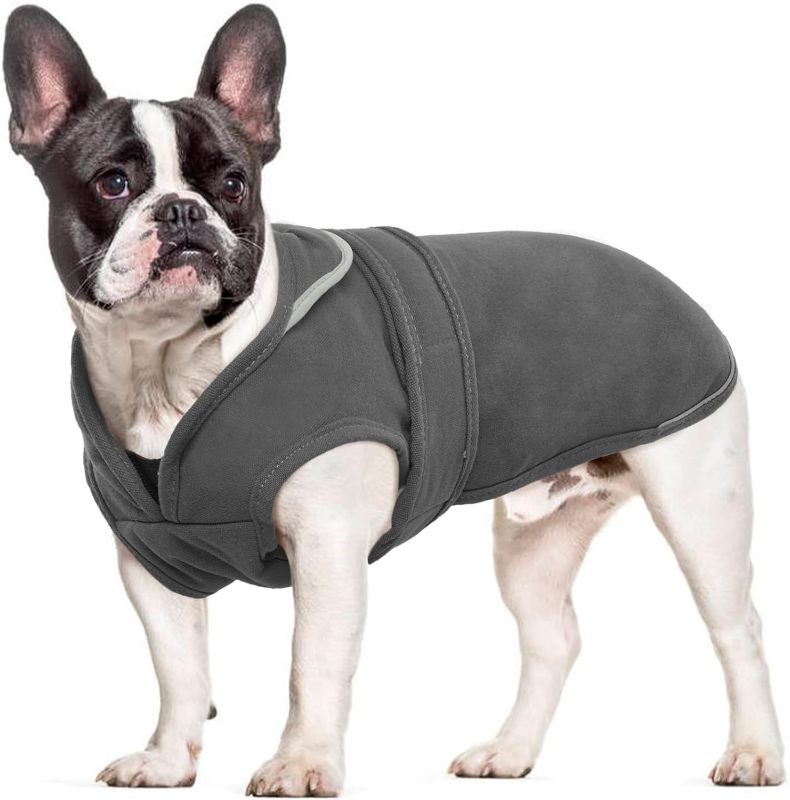 Photo 1 of Kuoser Canvas Dog Winter Coat, Warm Dog Jacket Reflective Fleece Dog Cold Weather Coat Warm Doggie Clothes Waterproof Dog Vest with Zipper Leash Hole for Small Medium Large Dogs