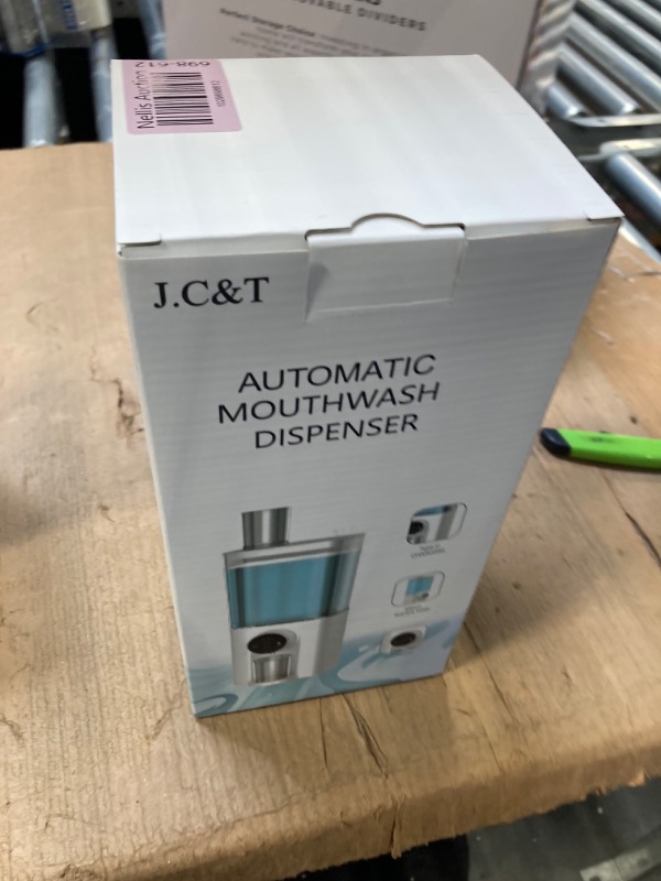 Photo 2 of J.C&T Mouthwash Dispenser for Bathroom,21.98 Fl Oz(650ml) Dispensers with Magnetic Cups,Adjustable Dispensing Levels, Wall Mounted/Countertop Automatic Mouthwash Dispenser for All Age Groups,White