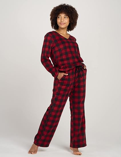 Photo 1 of LAPASA Women's Pajama Set Cotton Flannel Sleepwear Loungewear Fleece Long Sleeves Button-Down Top Bottom Pants L96/L113/L107