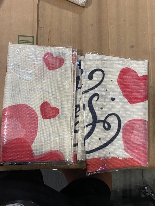 Photo 1 of 2 pk Valentine Garden Flag 28 x 40inch Double Sided - 2024,Linen Textures,Valentine Decorations Pink Cute Cat for Home Yard Colorful