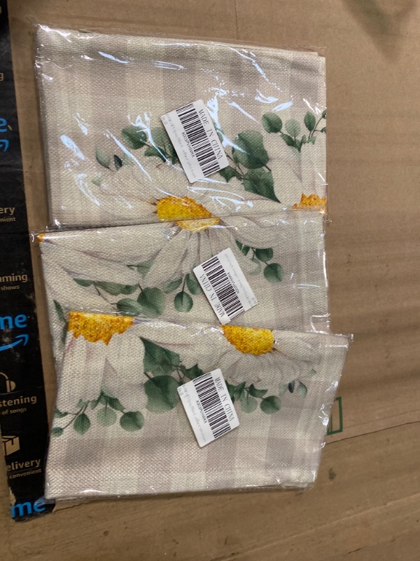 Photo 1 of 3 LOMCHEN Spring Pillow Covers 12x20 inch Buffalo Plaid Watercolor Spring Daisy Flowers Eucalyptus Leaves Decorative Throw Pillows Spring Decorations Farmhouse Decor for Sofa Couch 12" x 20" A
