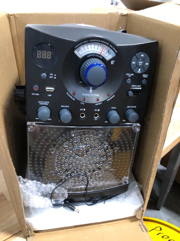 Photo 1 of **FOR PARTS**Singing Machine SML385UBK Bluetooth Karaoke System with LED Disco Lights, CD+G, USB, and Microphone, Karaoke Machine for Kids and Adults, Black [Amazon Exclusive] Black Digital