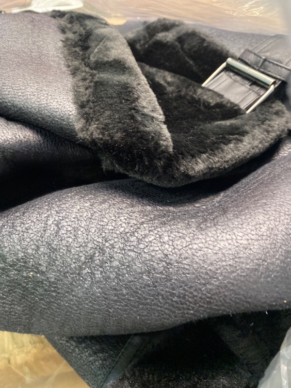 Photo 1 of LY VAREY LIN Women's Faux Shearing Moto Jacket Thick Lined Parka Winter Shearling Coat Leather Jacket