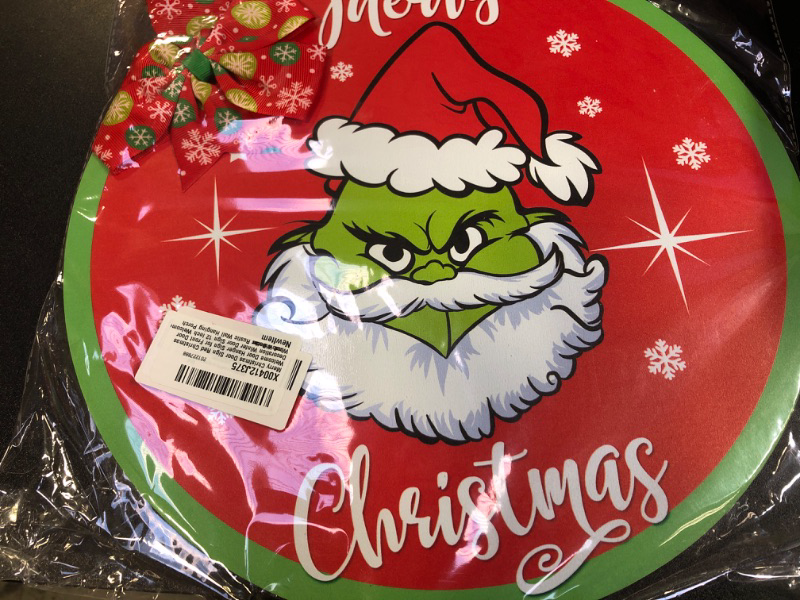 Photo 1 of 12" ROUND WOOD CHRISTMAS GRINCH WOOD DECORATION