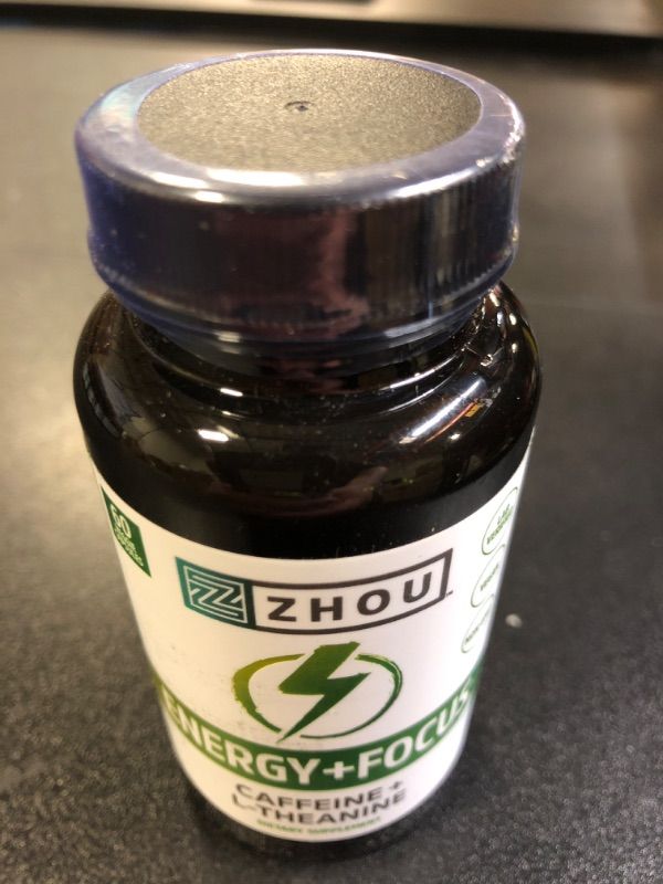 Photo 2 of Zhou Energy + Focus | Caffeine with L-Theanine | Focused Energy for Your Mind & Body | #1 Nootropic Stack for Cognitive Performance | 60 VegCaps 1/2027