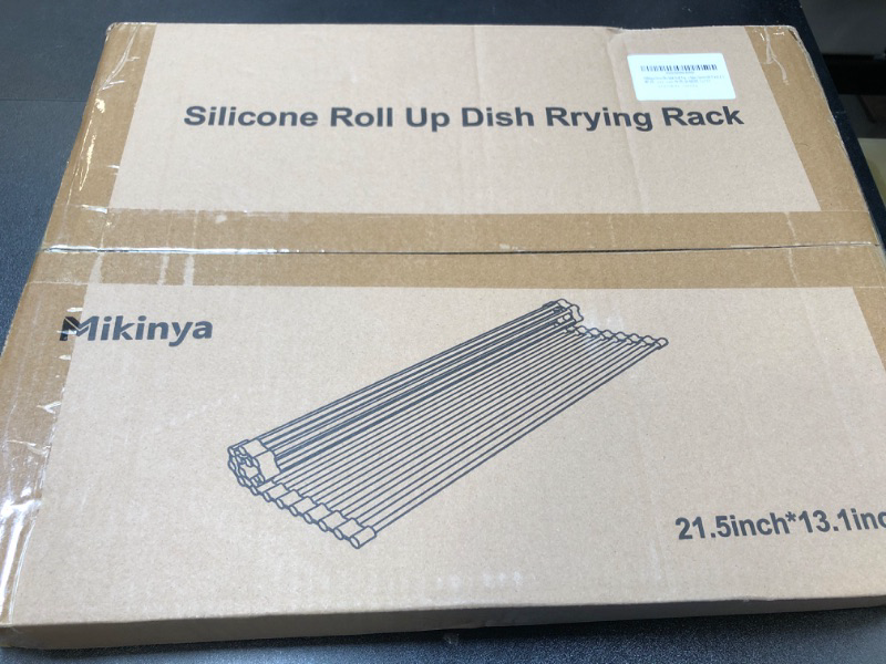 Photo 2 of Mikinya Over The Sink Roll-Up Dish Drying Rack, Multipurpose Foldable Dish Drainer, All Silicone Protection, Stainless Steel Kitchen Sink Accessories, Storage Space Saver (20.5''x13.1'') 20.5" x 13.1"