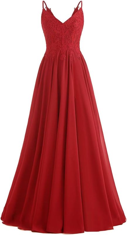 Photo 1 of Molisa V-Neck Bridesmaid Dresses for Women 2024 Lace Appliques Chiffon Prom Dress Formal Evening Party Gowns SIZE 16
