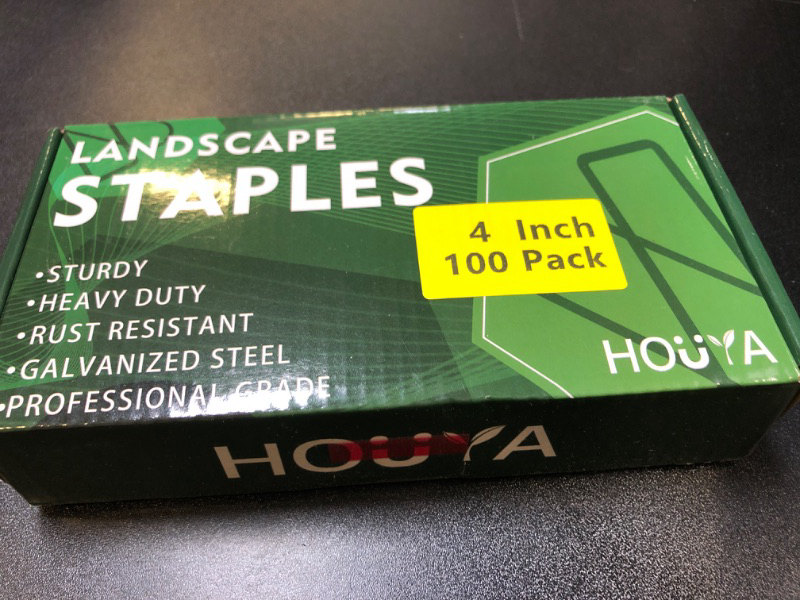 Photo 2 of HOUYA Landscape Staples 4 Inch, Galvanized Landscape Stakes Garden Stakes Anti Rust Landscape Fabric Staples for Weed Barriers, Lawns and Irrigation Hose(100 PCS,4"x1.4")