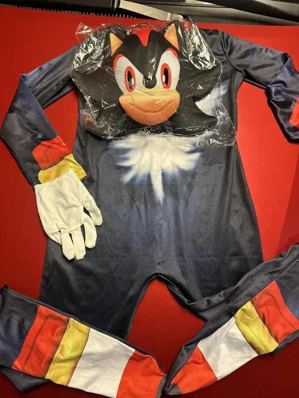 Photo 1 of The Hedgehog Sonic Costume Kids Jumpsuit Mask Gloves SIZE 6-7T