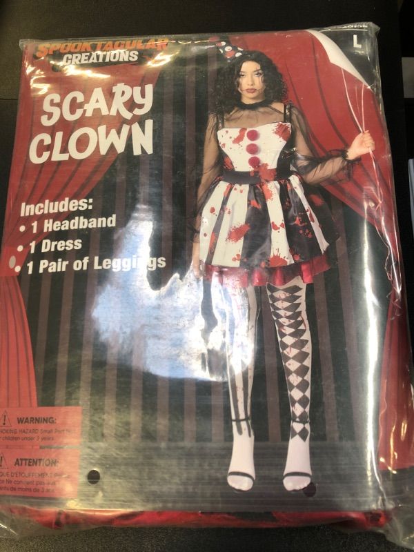 Photo 2 of Spooktacular Creations Adult Women Scary Clown Costume SIZE LARGE
