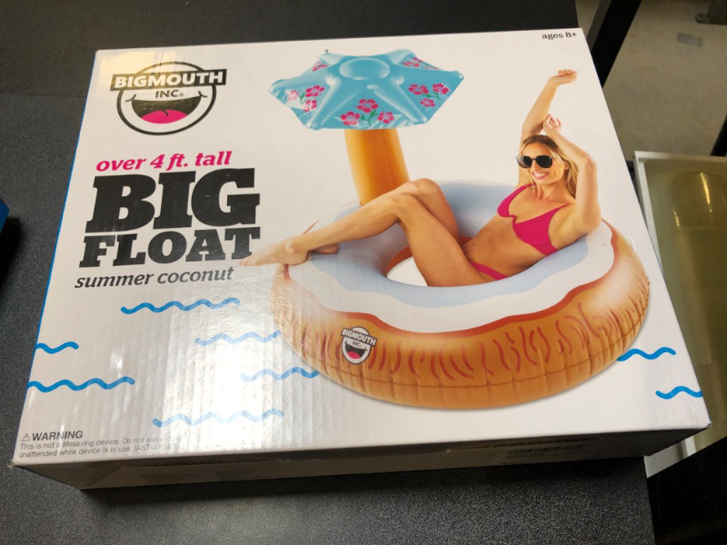 Photo 2 of BigMouth Inc Giant Inflatable Coconut Pool Float, Durable Vinyl Ring Tube, Summer Party Water Floatie, Patch Kit Included