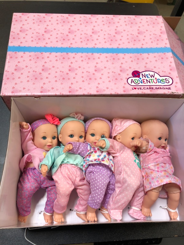 Photo 2 of Little Darlings: 8" Little Sweeties Dolls - 5 Pack - Baby Doll Set With Stylish Pink Purple & Green Outfits, Ages 2+
