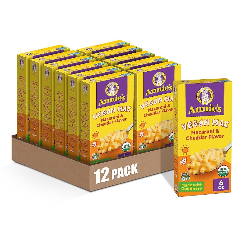 Photo 1 of Annie’s Vegan Mac and Cheddar Flavor Dinner with Organic Pasta, 6 OZ (Pack of 12) BEST BY 5/11/2024
