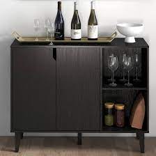 Photo 1 of Panana Kitchen Buffet Cabinet Storage Sideboard with 2 Doors 2 Shelves, Black, 41.8" L x 15" W x 32.5" H