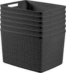 Photo 1 of Curver Set of 4 Jute Large Decorative Plastic Organization and Storage Baskets Perfect Bins for Home Office, Closet Shelves, Kitchen Pantry and All Bedroom Essentials, 