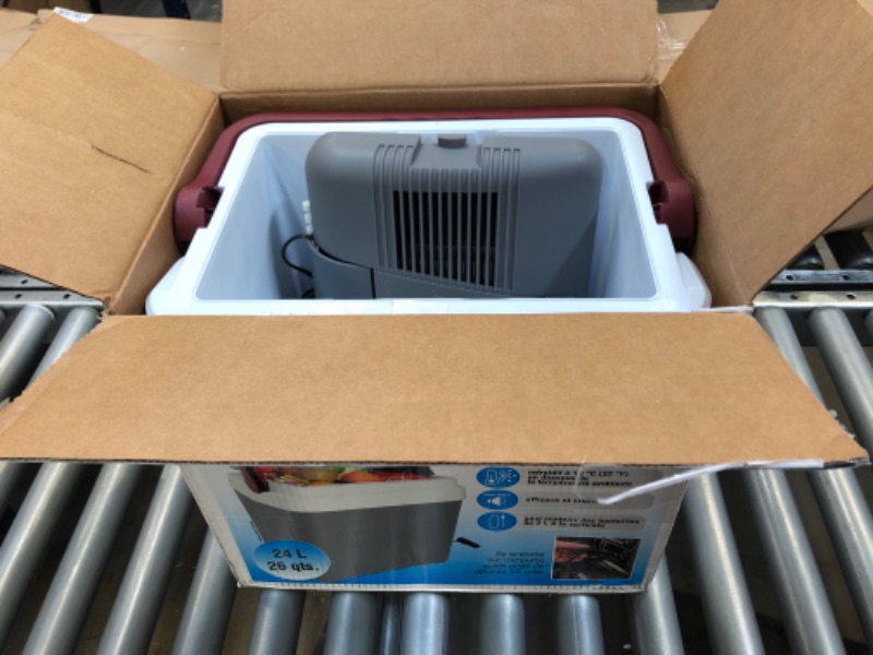 Photo 2 of Koolatron Thermoelectric Iceless 12V Cooler 25 L (26 qt), Electric Portable Car Fridge w/ 12 Volt DC Power Cord, Gray/White, Travel Road Trips Camping Fishing Trucking, Made in North America