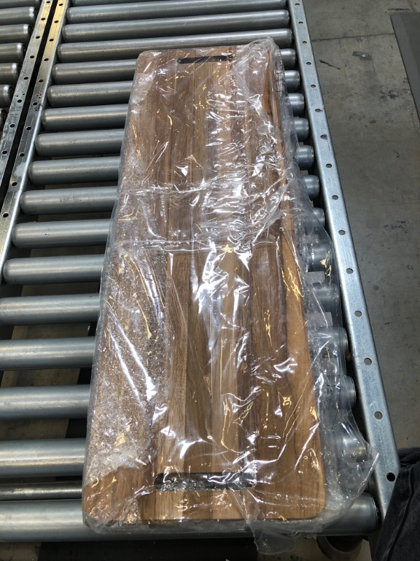 Photo 1 of Bokon 2 Pcs 36 x 12 Inch Acacia Wooden Charcuterie Boards Acacia Serving Board with Handle Rectangular Acacia Wood Tray Wooden Serving Platter Natural Wood Server for Cheese Food (Hollow Handle) 36 x 12 Inch Hollow Handle